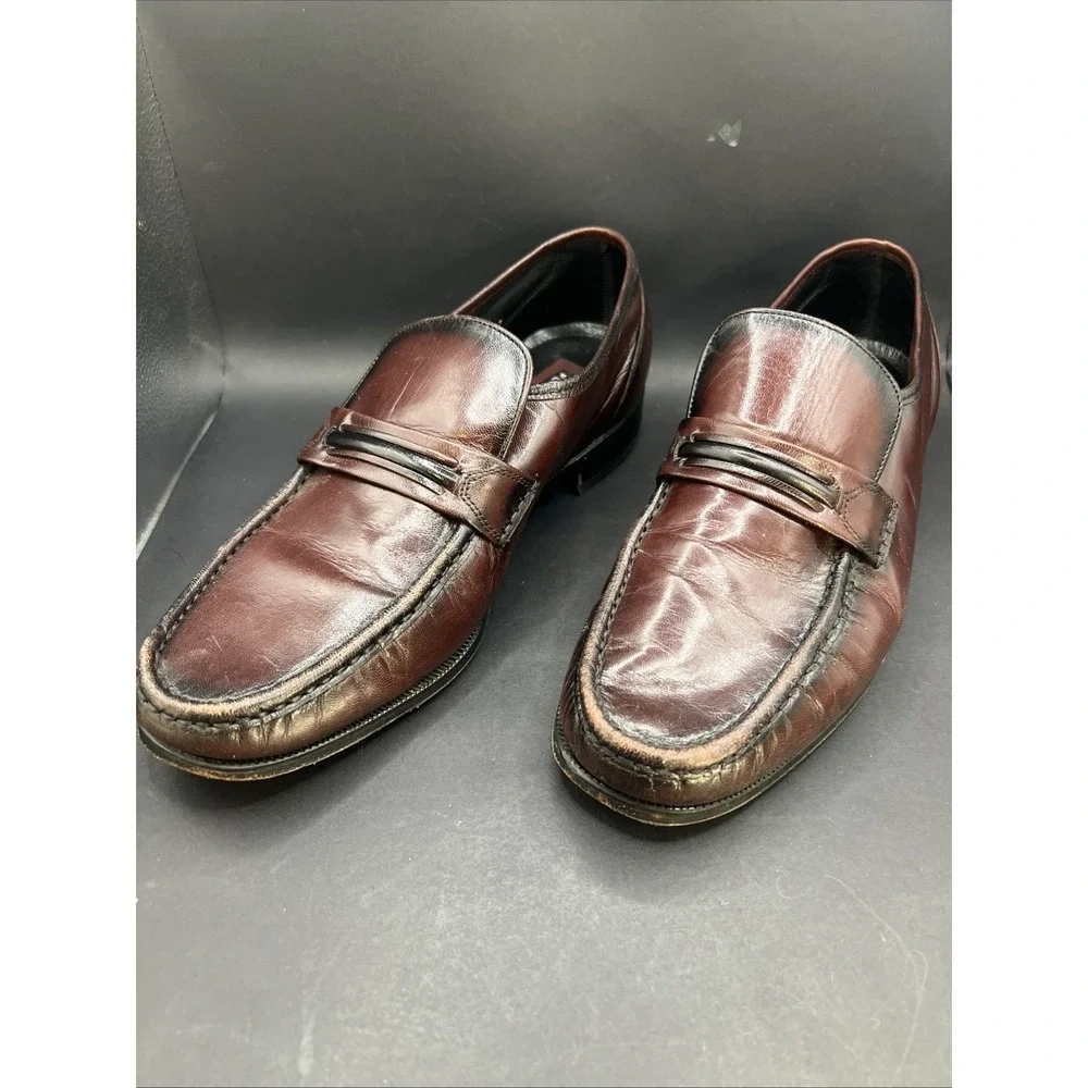 Florsheim Como Strap Loafers Shoes Mens 10 D Black Cherry 17089-18 Leather & Box